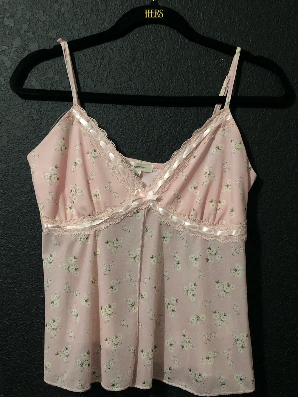 Pink Floral Lace-Trim Cami Top